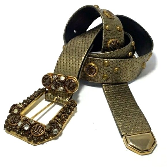 St. Maarten Vintage Gold studs jeweled belt Size S-M main image 8